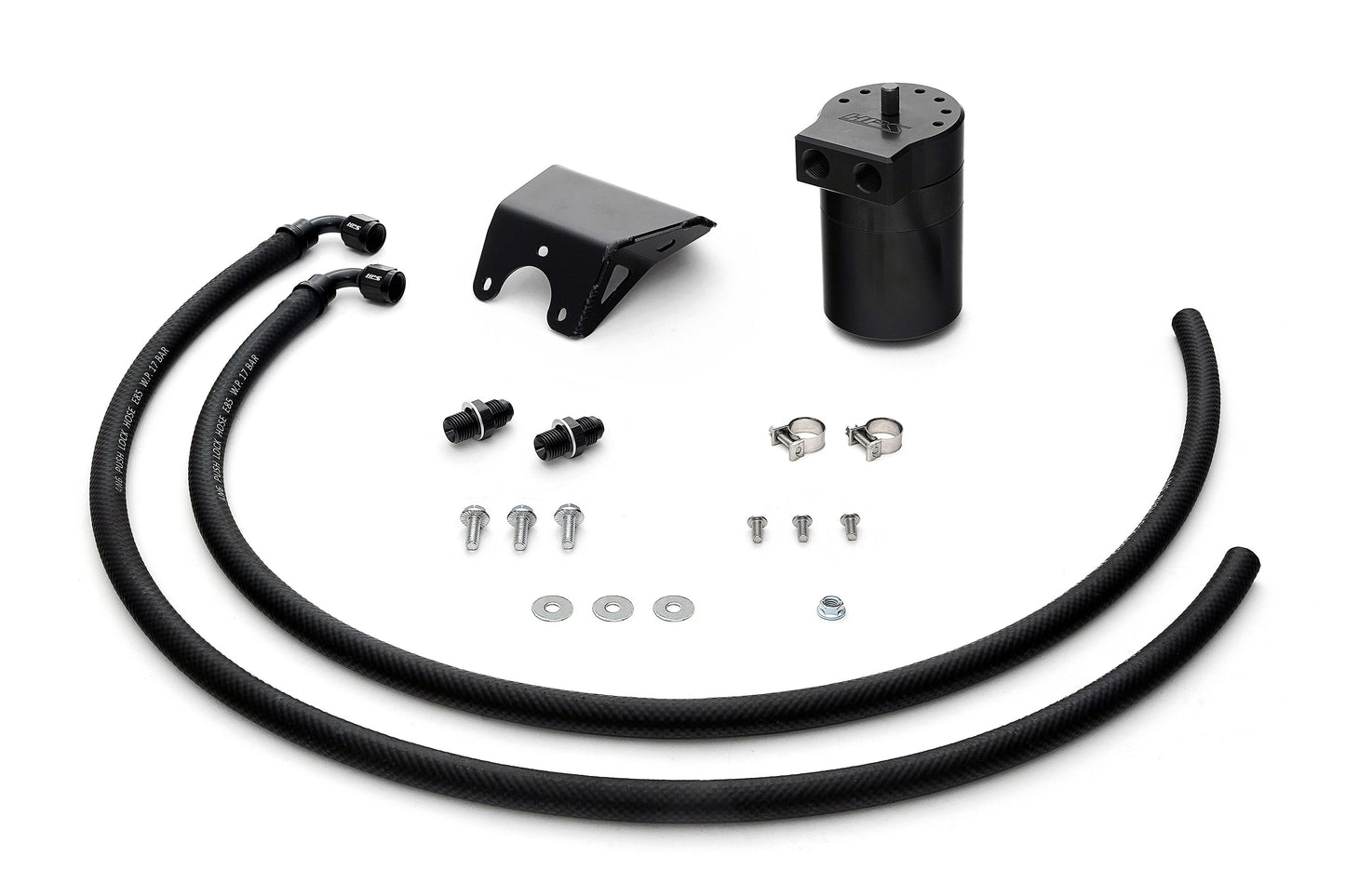 HPS Performance Billet Aluminum Oil Catch Can Kit, Black, 860-006WB