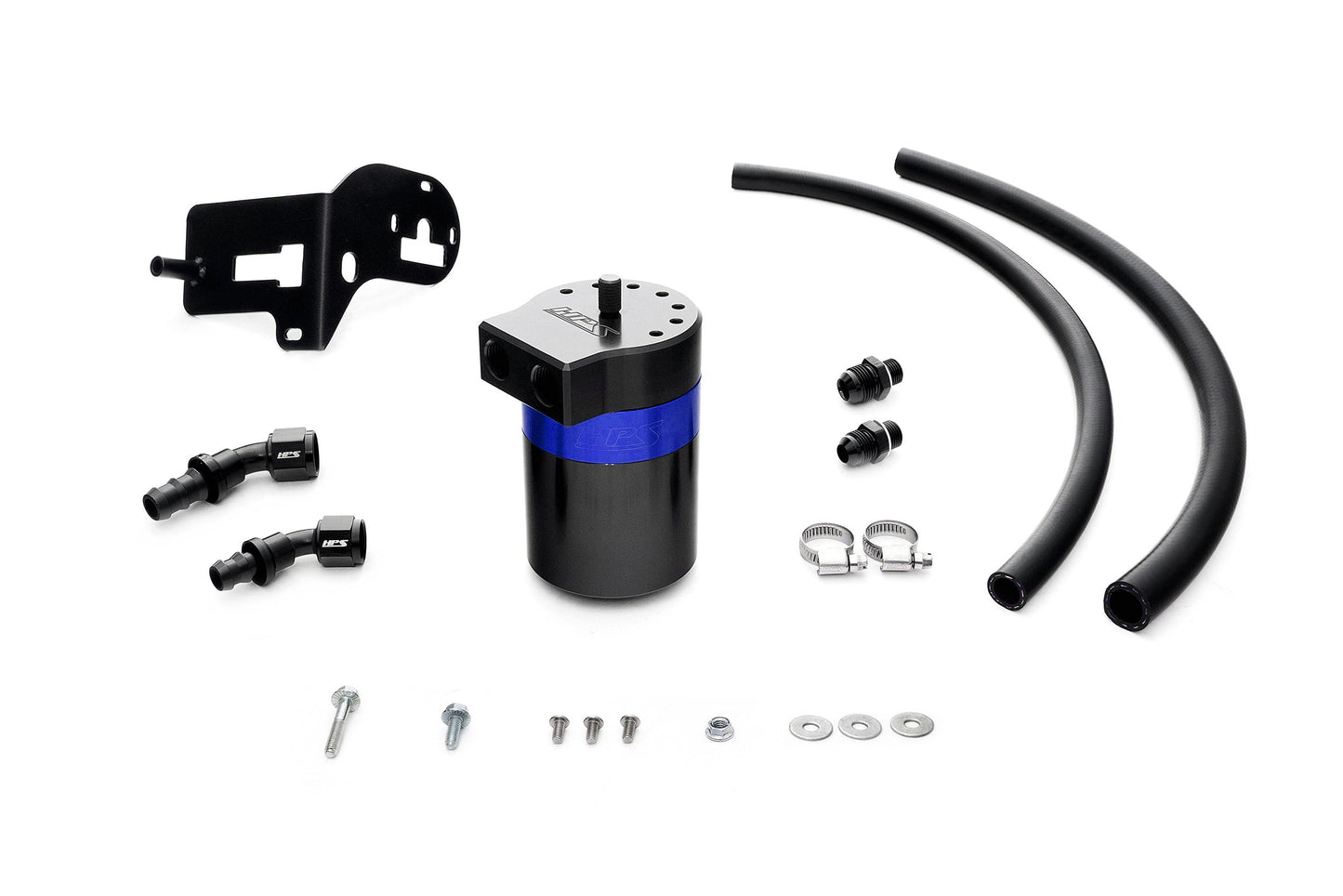 HPS Performance Billet Aluminum Oil Catch Can Kit, Blue, 860-007BL