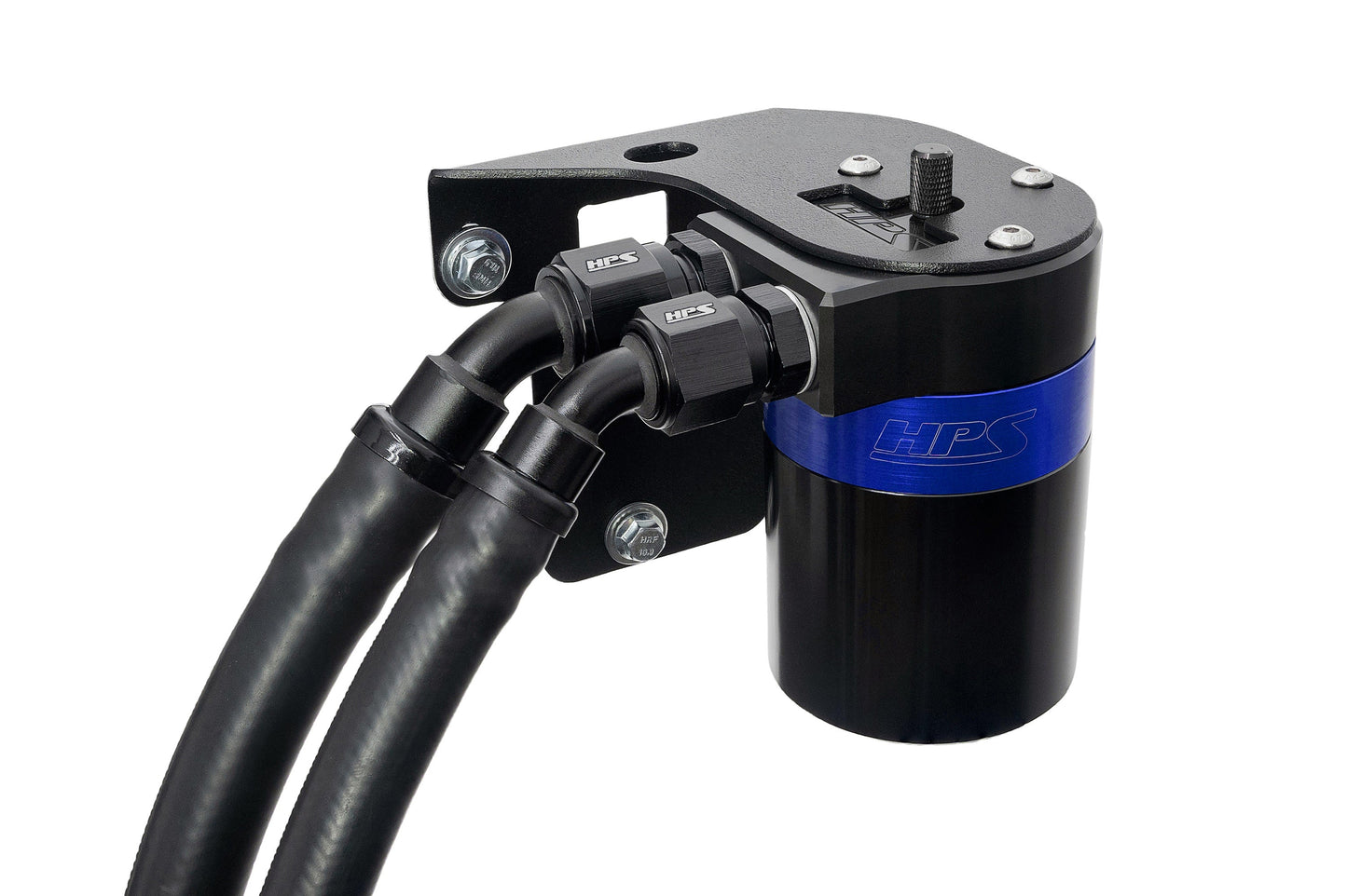 HPS Performance Billet Aluminum Oil Catch Can Kit, Blue, 860-007BL
