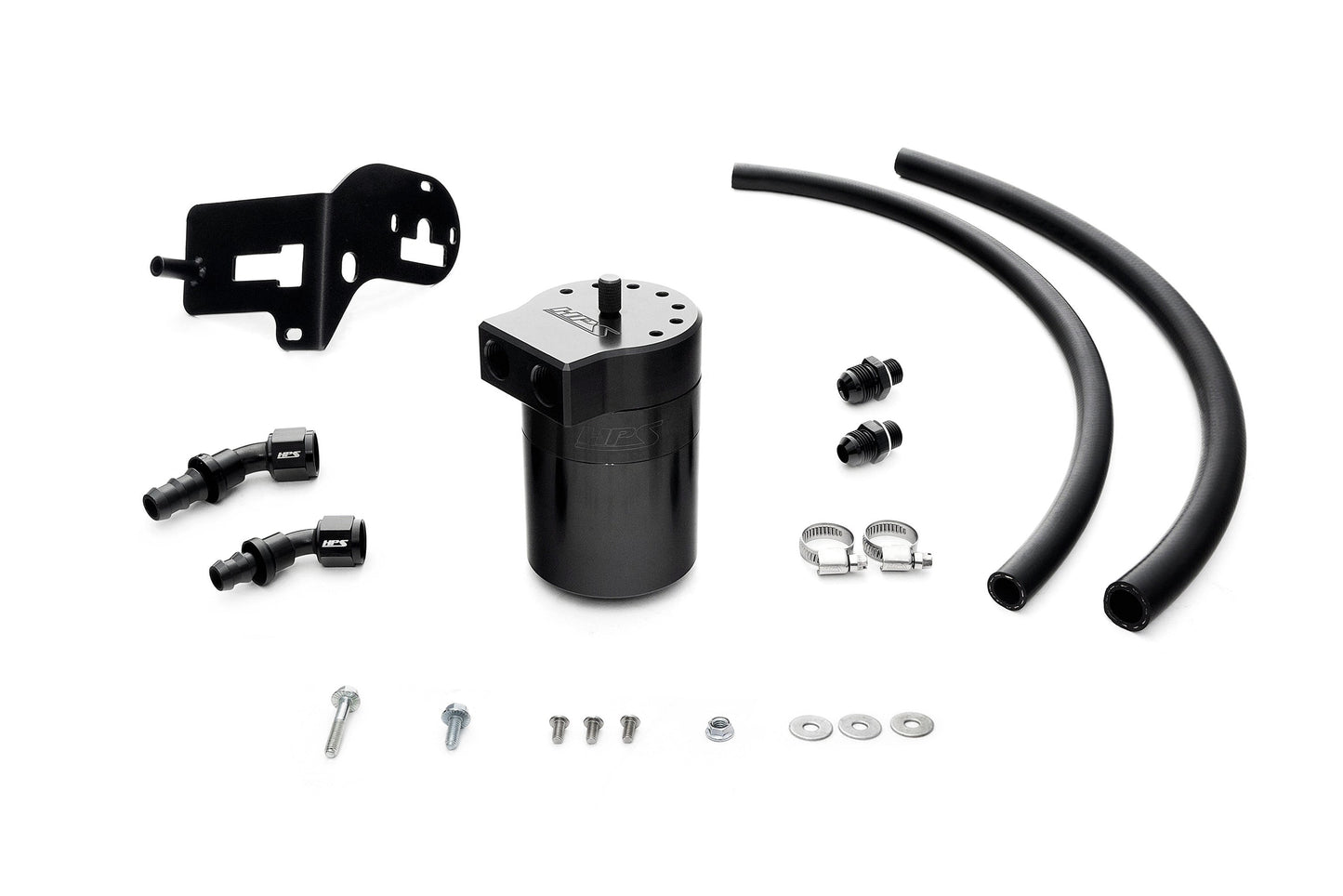 HPS Performance Billet Aluminum Oil Catch Can Kit, Black, 860-007WB