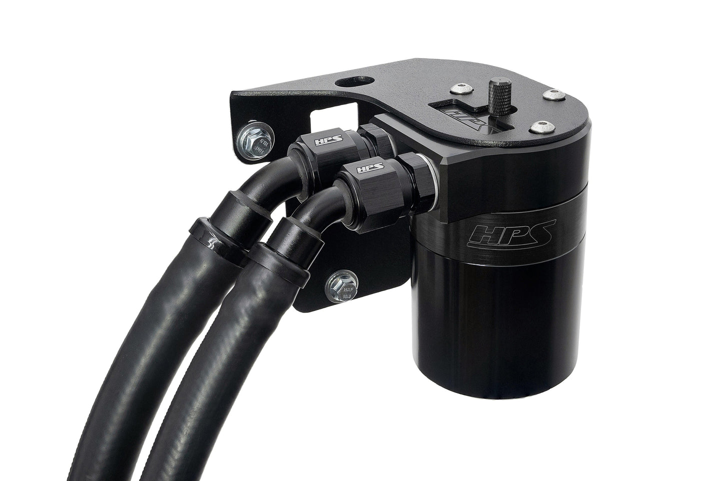 HPS Performance Billet Aluminum Oil Catch Can Kit, Black, 860-007WB