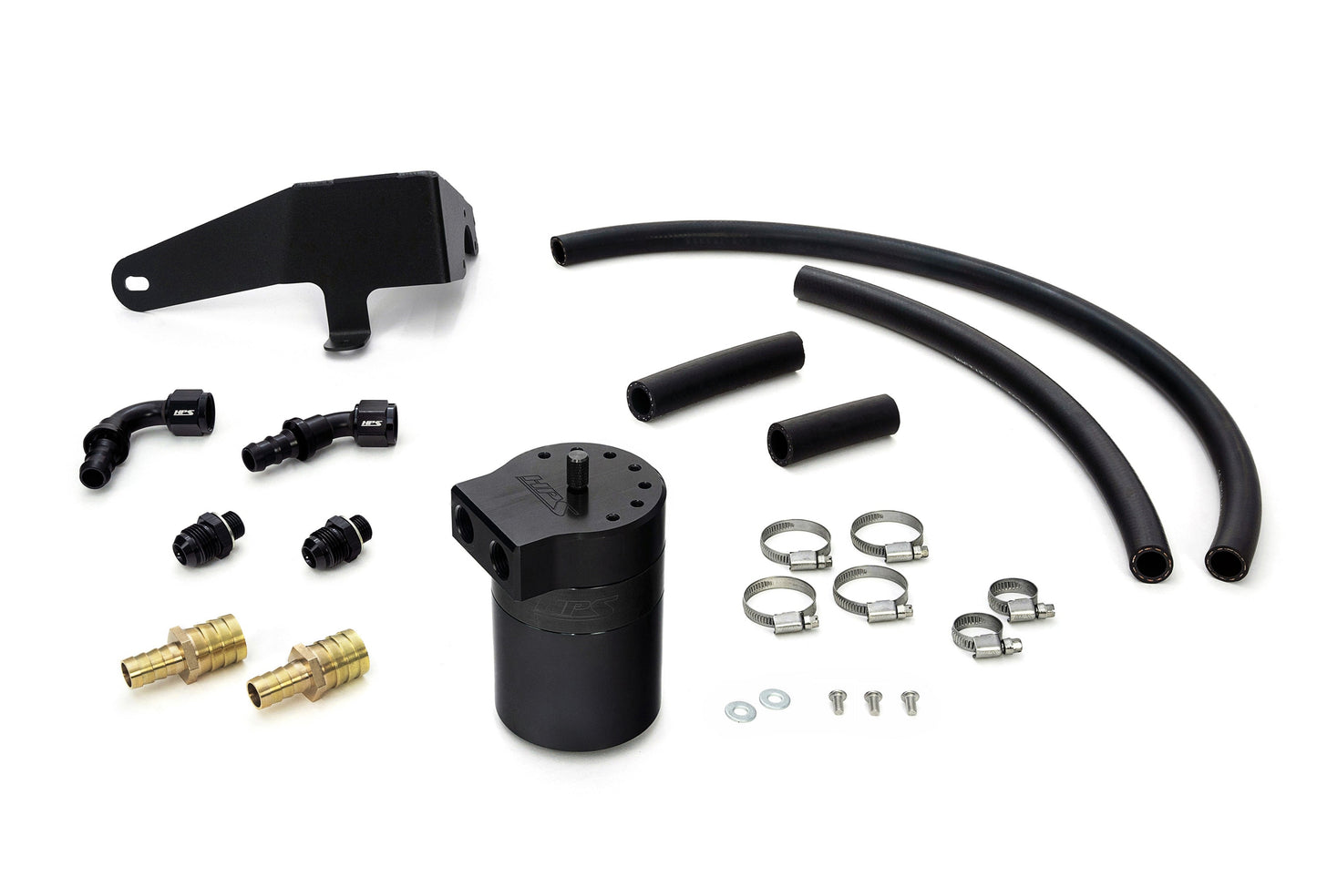 HPS Performance Billet Aluminum Oil Catch Can Kit, Black, 860-009WB