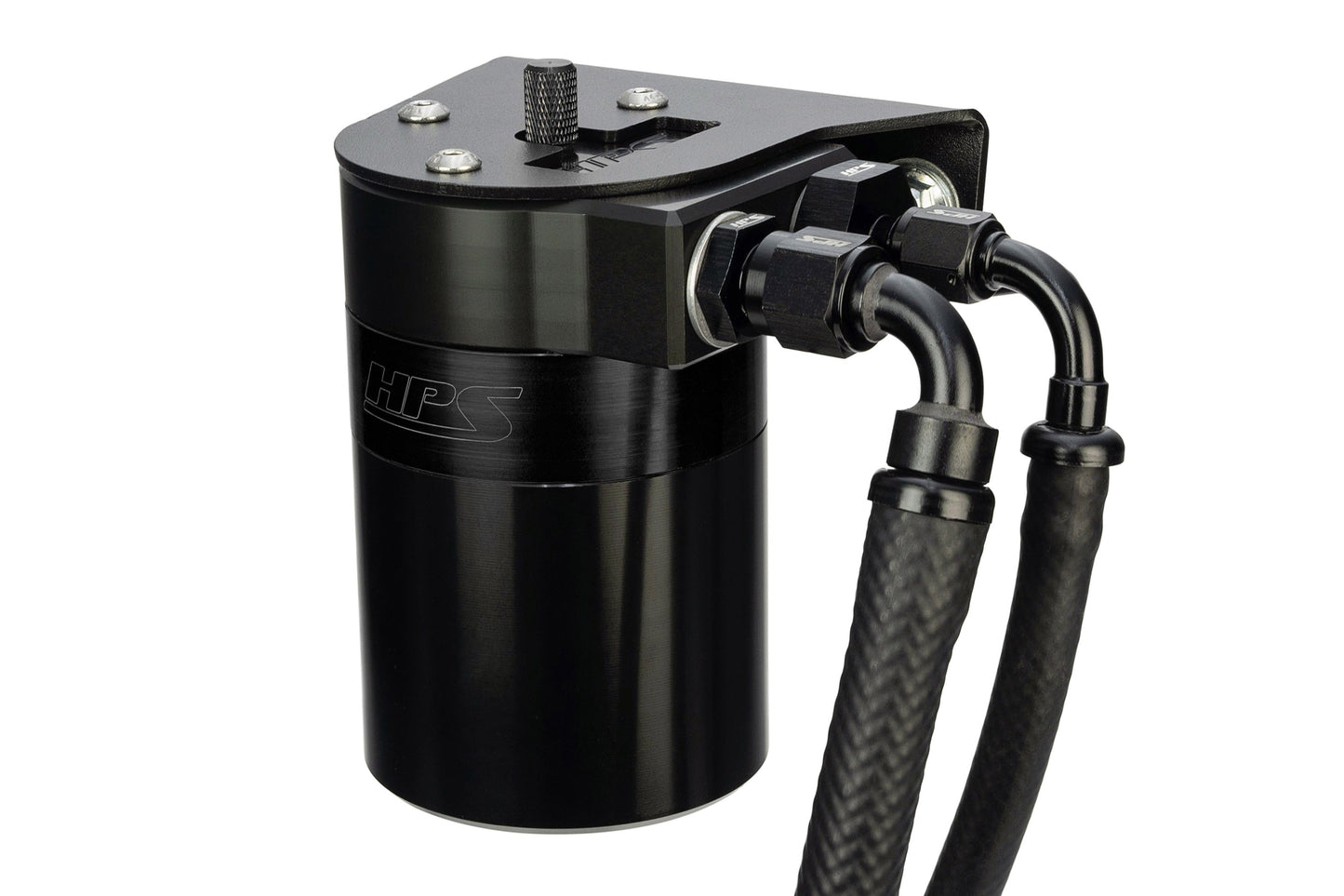 HPS Performance Billet Aluminum Oil Catch Can Kit, Black, 860-010WB