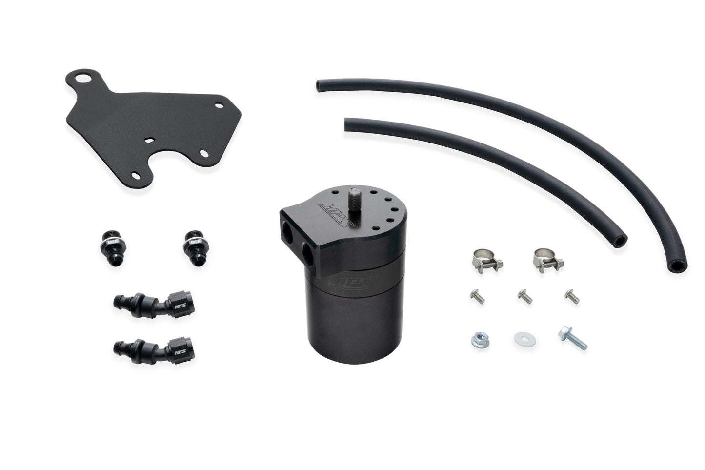 HPS Performance Billet Aluminum Oil Catch Can Kit, Black, 860-011WB