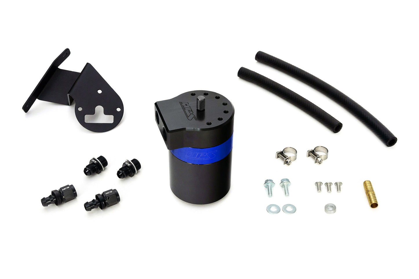 HPS Performance Billet Aluminum Oil Catch Can Kit, Blue, 860-013BL