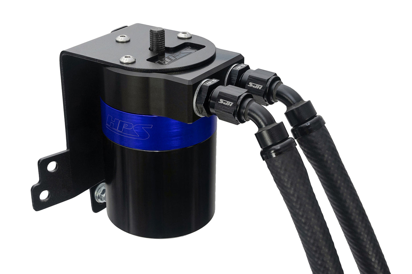 HPS Performance Billet Aluminum Oil Catch Can Kit Blue 860-014BL
