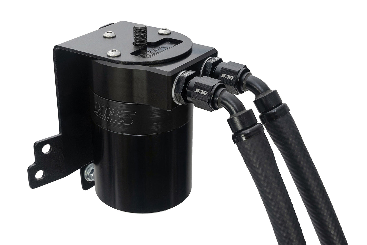 HPS Performance Billet Aluminum Oil Catch Can Kit Black 860-014WB