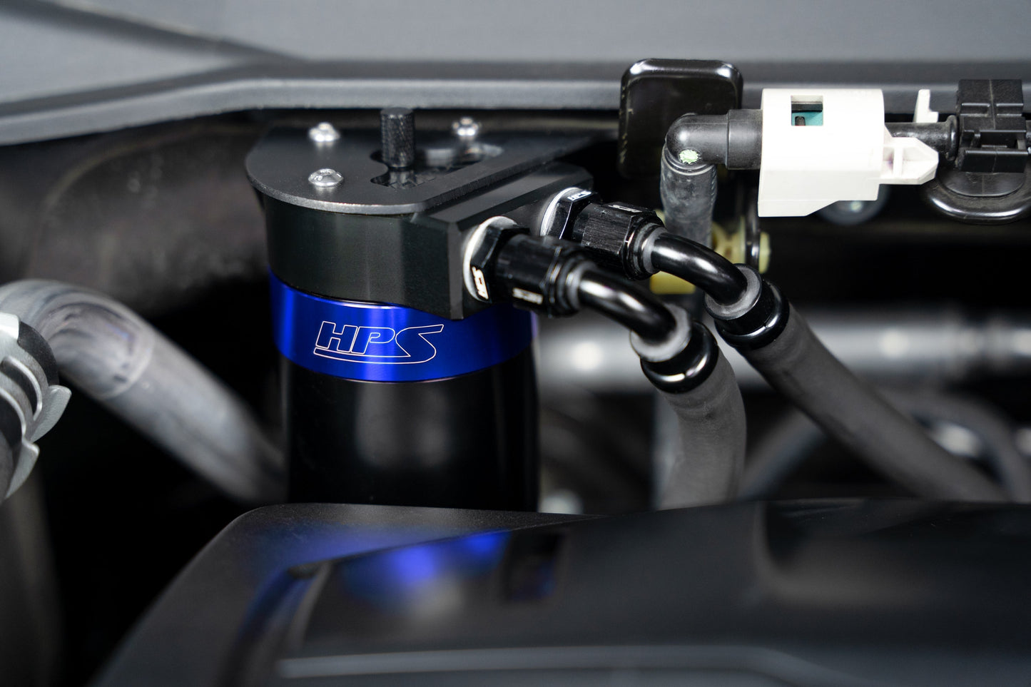 HPS Performance Billet Aluminum Oil Catch Can Kit, Blue, 860-015BL