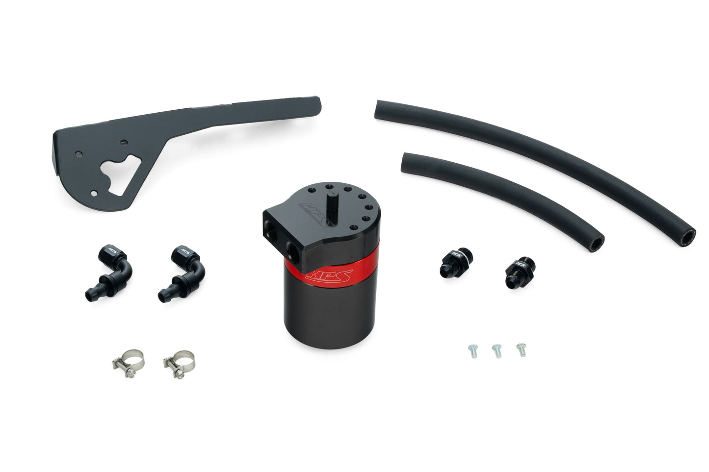 HPS Performance Billet Aluminum Oil Catch Can Kit, Red, 860-015