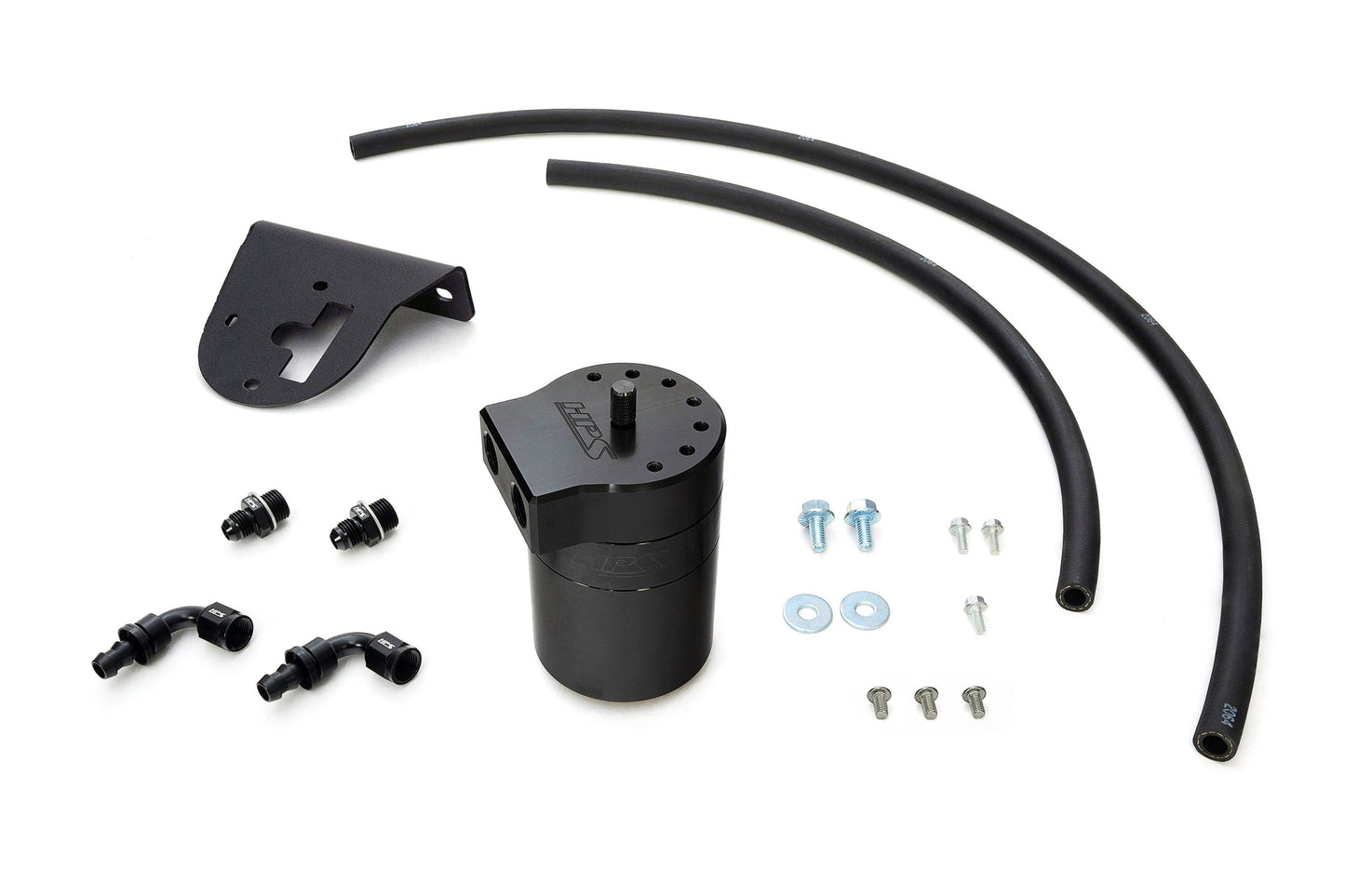 HPS Performance Billet Aluminum Oil Catch Can Kit, Black, 860-019WB