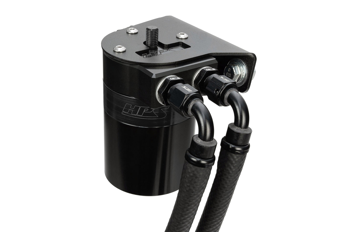 HPS Performance Billet Aluminum Oil Catch Can Kit, Black, 860-019WB