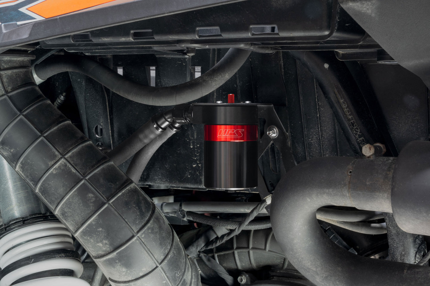 HPS Performance Billet Aluminum Oil Catch Can Kit, Red, 860-023