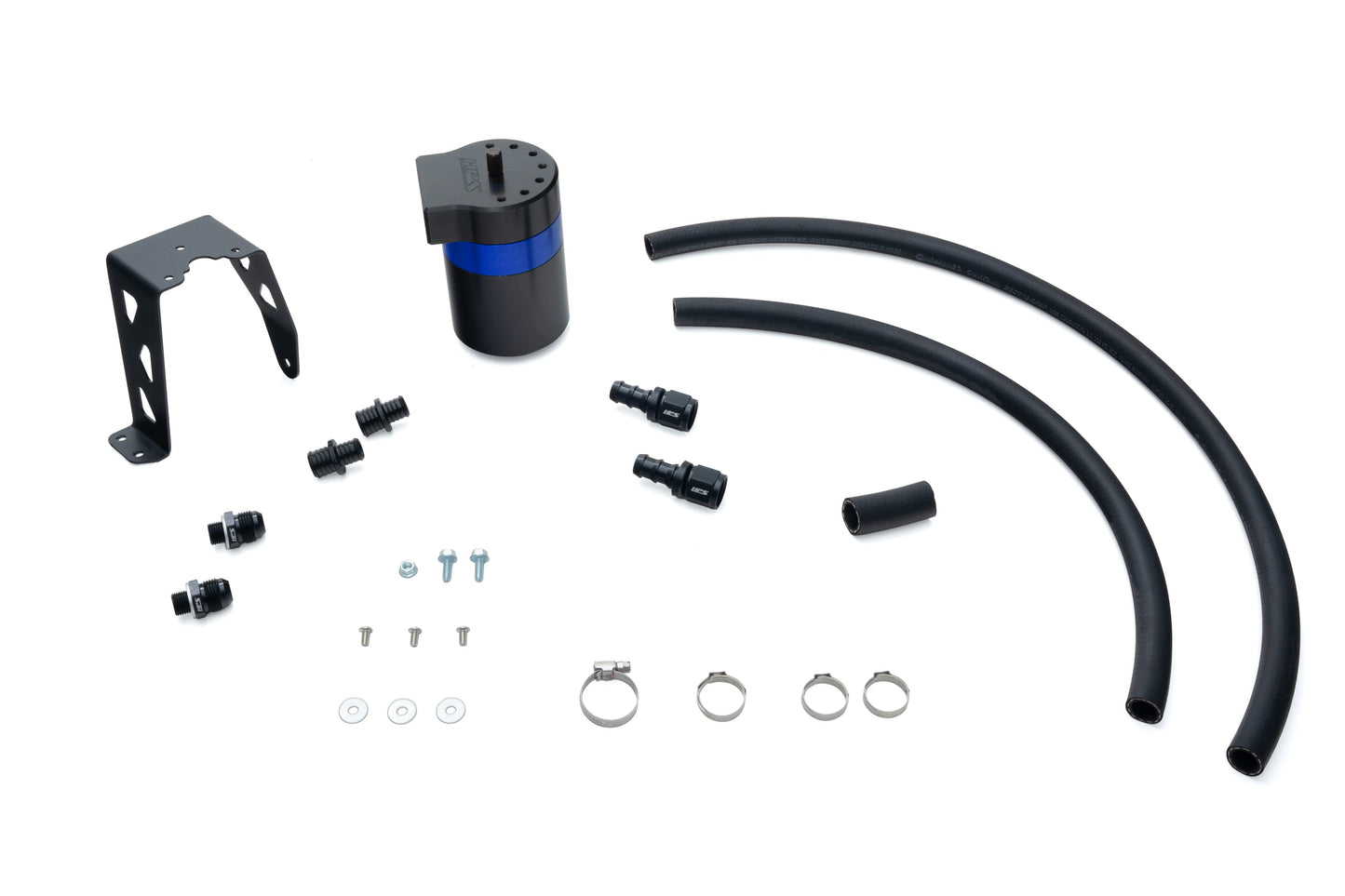 HPS Performance Billet Aluminum Oil Catch Can Kit, Blue, 860-024BL