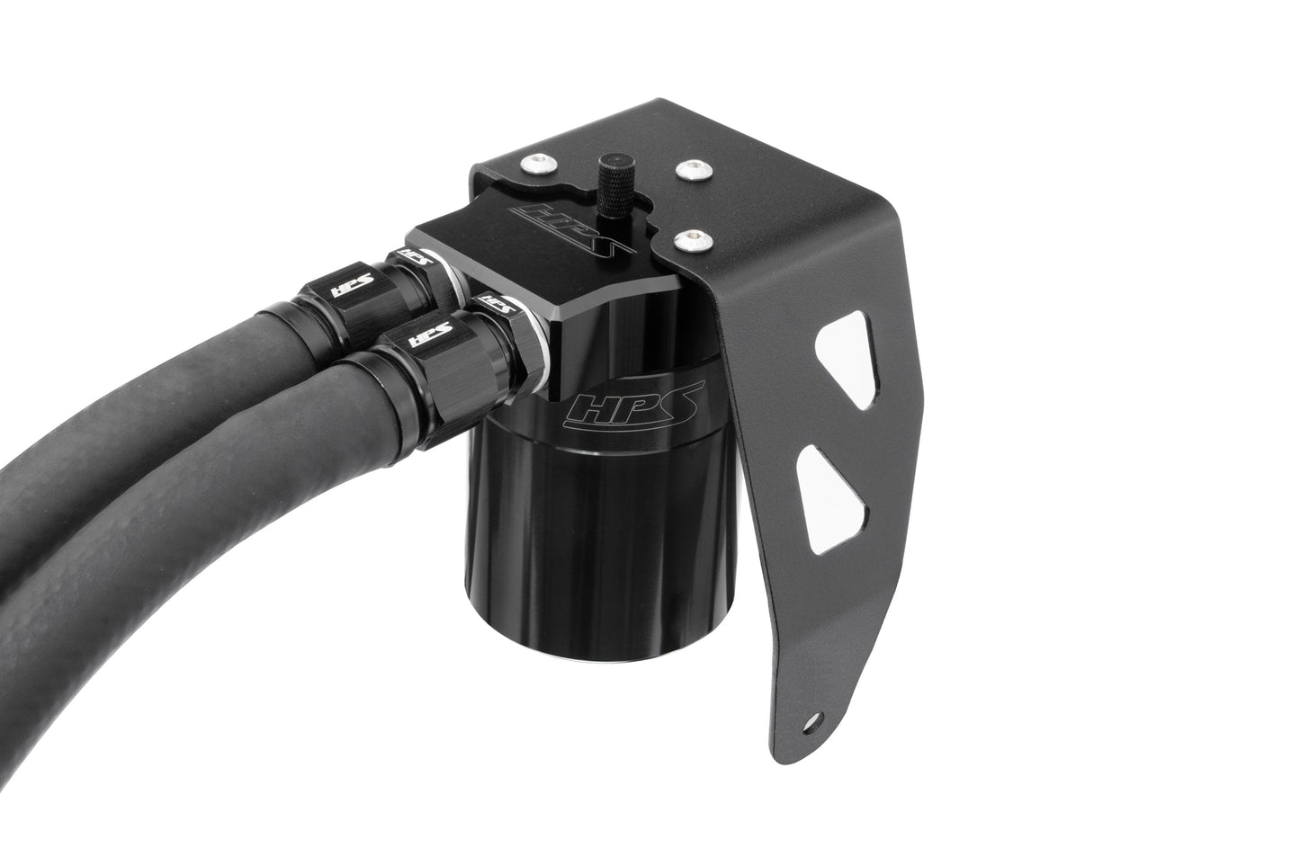 HPS Performance Billet Aluminum Oil Catch Can Kit, Black, 860-024WB