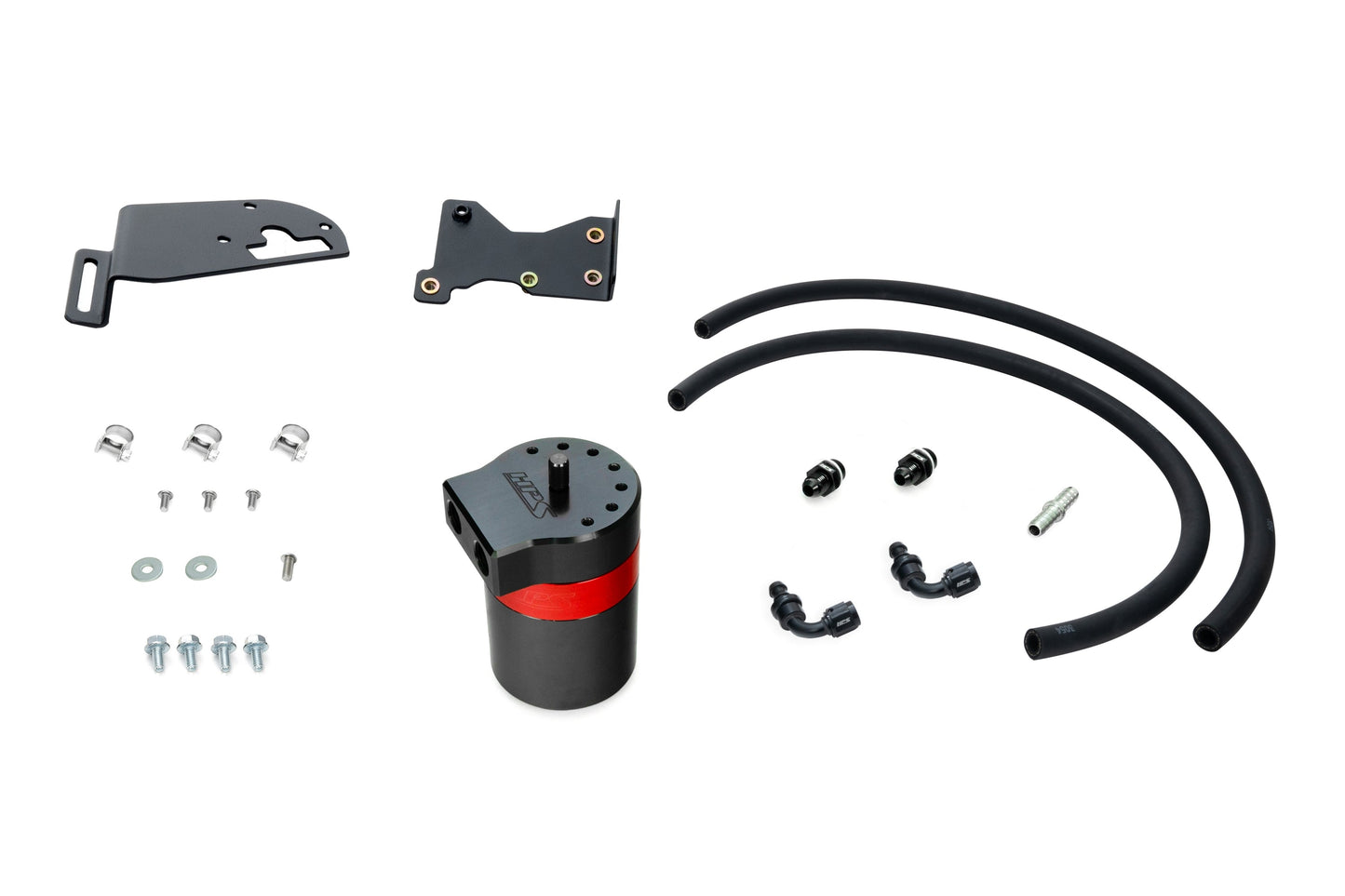 HPS Performance Billet Aluminum Oil Catch Can Kit, Red, 860-025