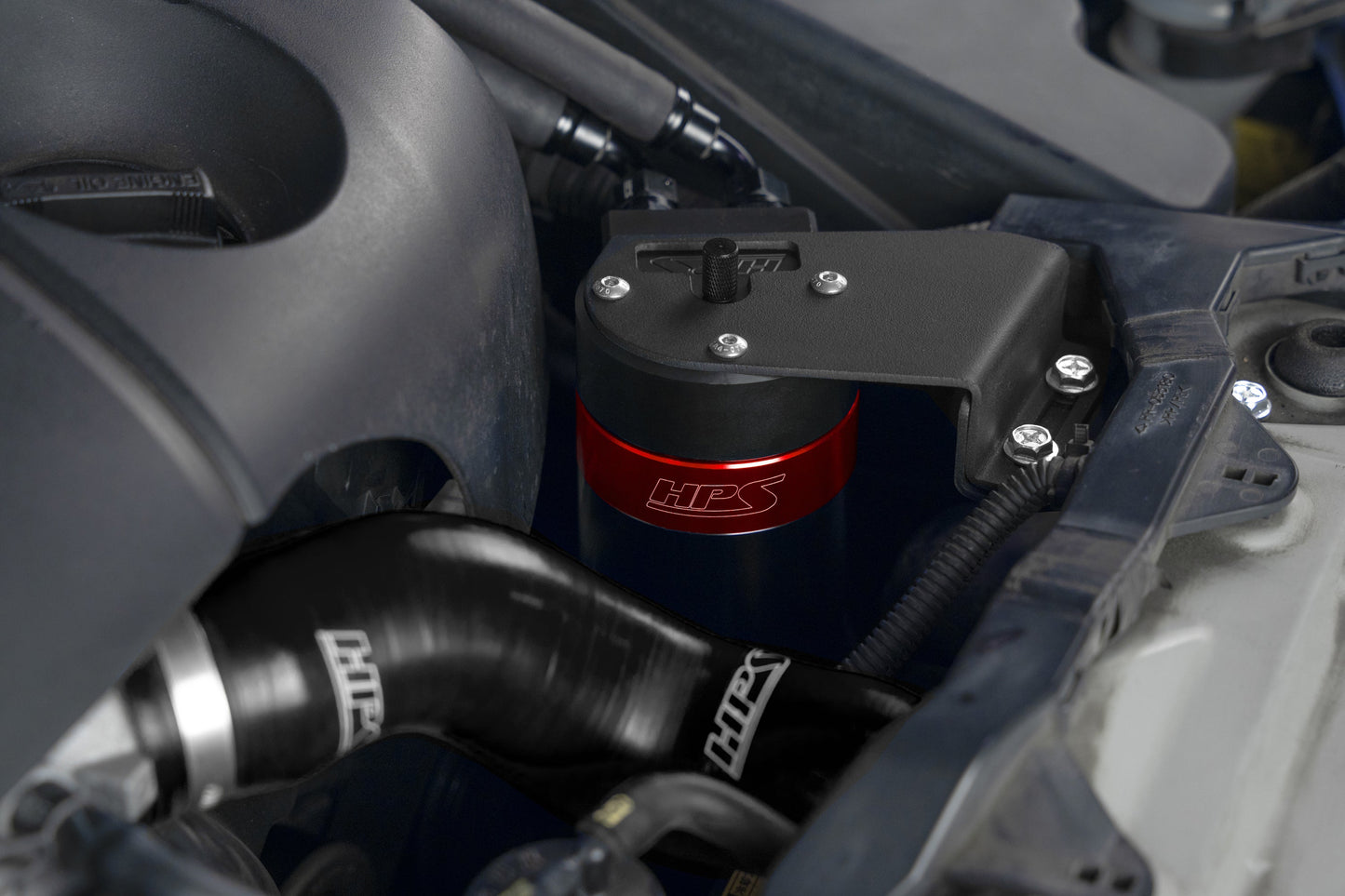 HPS Performance Billet Aluminum Oil Catch Can Kit, Red, 860-025