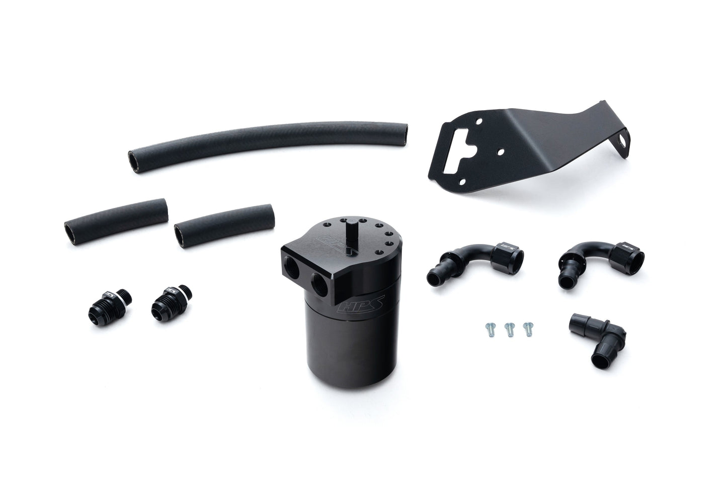 HPS Performance Billet Aluminum Oil Catch Can Kit, Black, 860-026WB