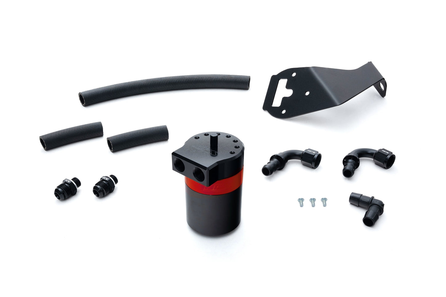 HPS Performance Billet Aluminum Oil Catch Can Kit, Red, 860-026