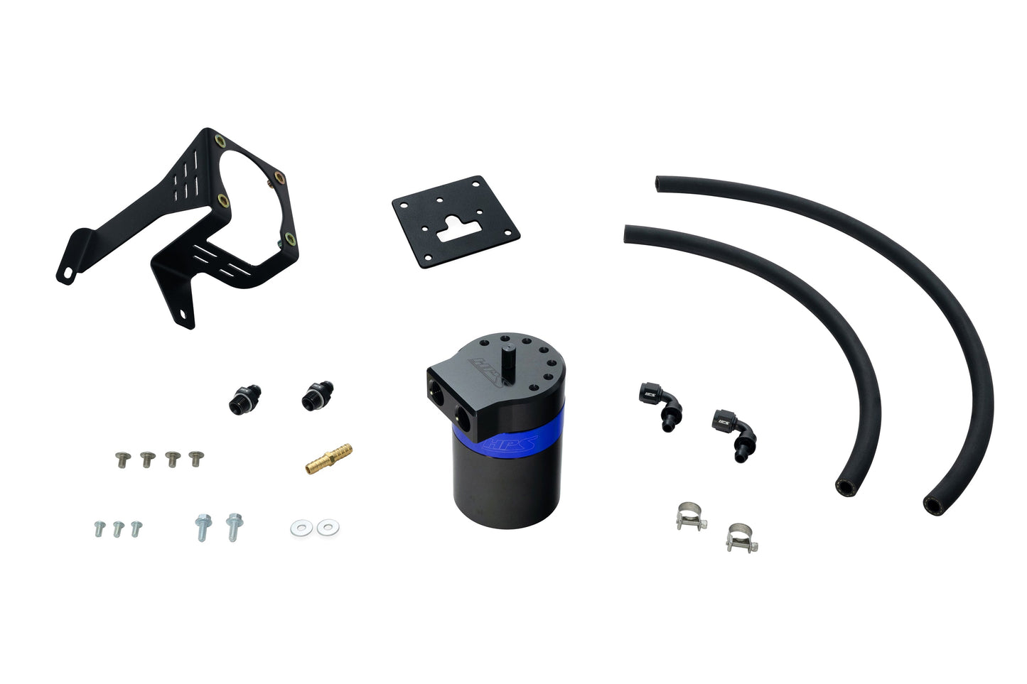 HPS Performance Billet Aluminum Oil Catch Can Kit, Blue, 860-027BL