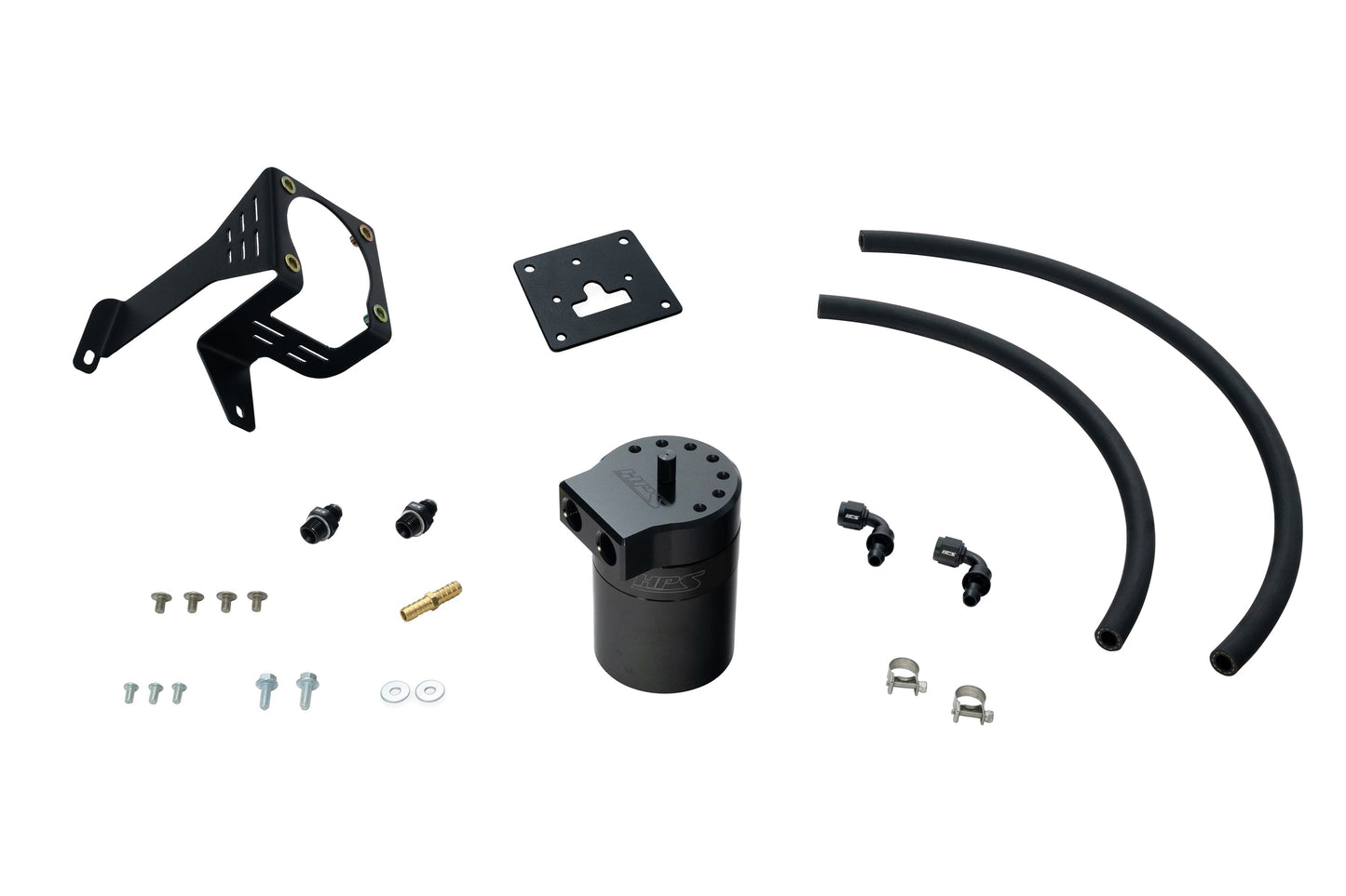 HPS Performance Billet Aluminum Oil Catch Can Kit, Black, 860-027WB
