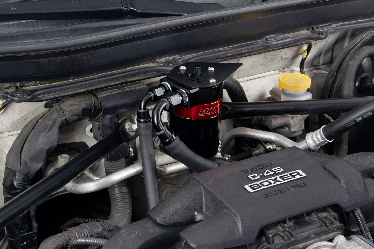 HPS Performance Billet Aluminum Oil Catch Can Kit, Red, 860-030