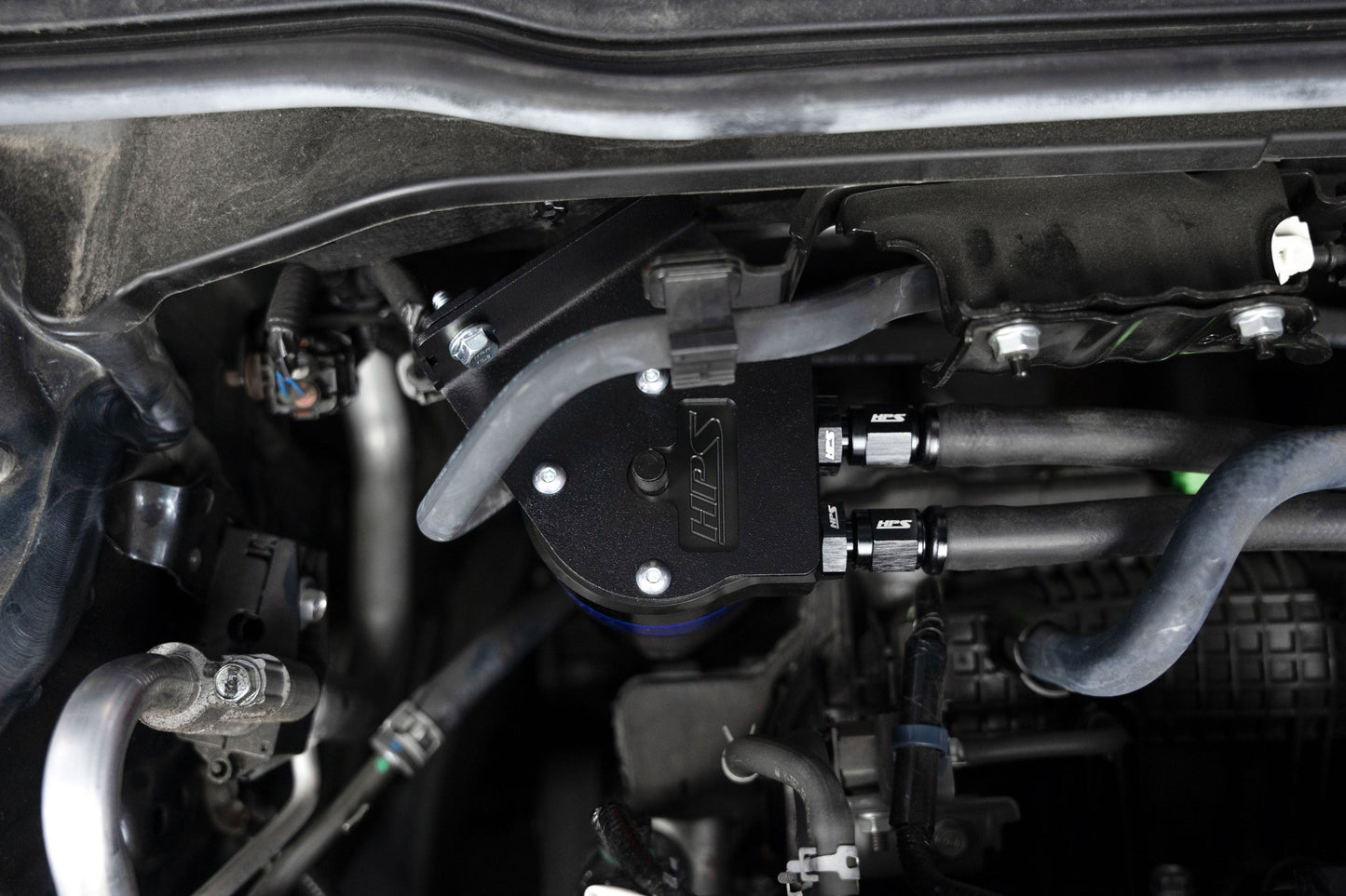 HPS Performance Billet Aluminum Oil Catch Can Kit, Blue, 860-031BL