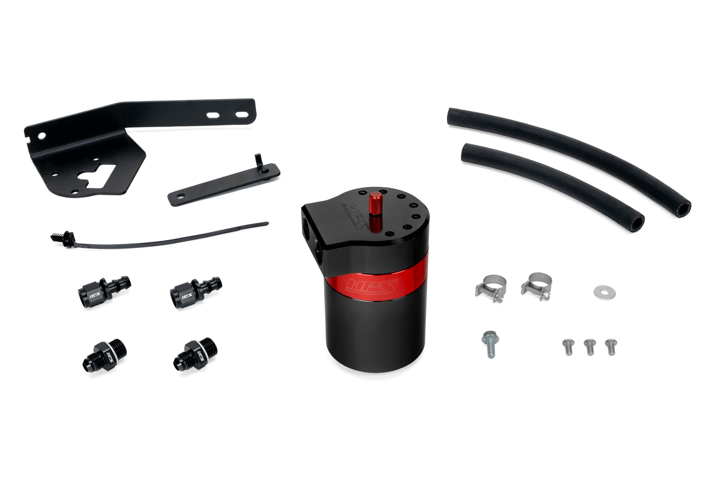 HPS Performance Billet Aluminum Oil Catch Can Kit, Red, 860-031