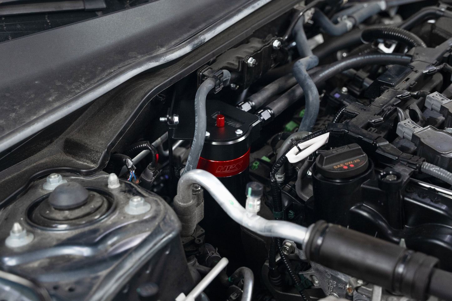 HPS Performance Billet Aluminum Oil Catch Can Kit, Red, 860-031