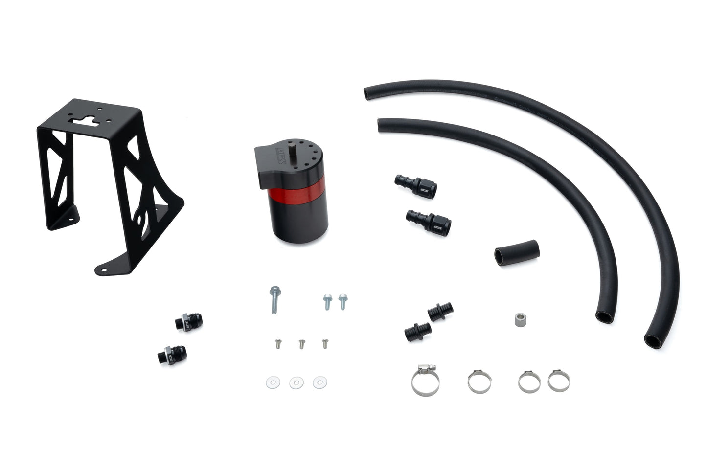 HPS Performance Billet Aluminum Oil Catch Can Kit, Red, 860-032