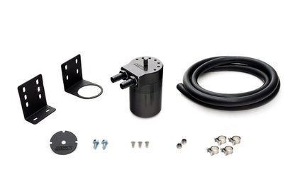 HPS Performance Aluminum Oil Catch Can Kit with 3/8" Barb Adapters and Rubber Hoses, Black, 861-501WB