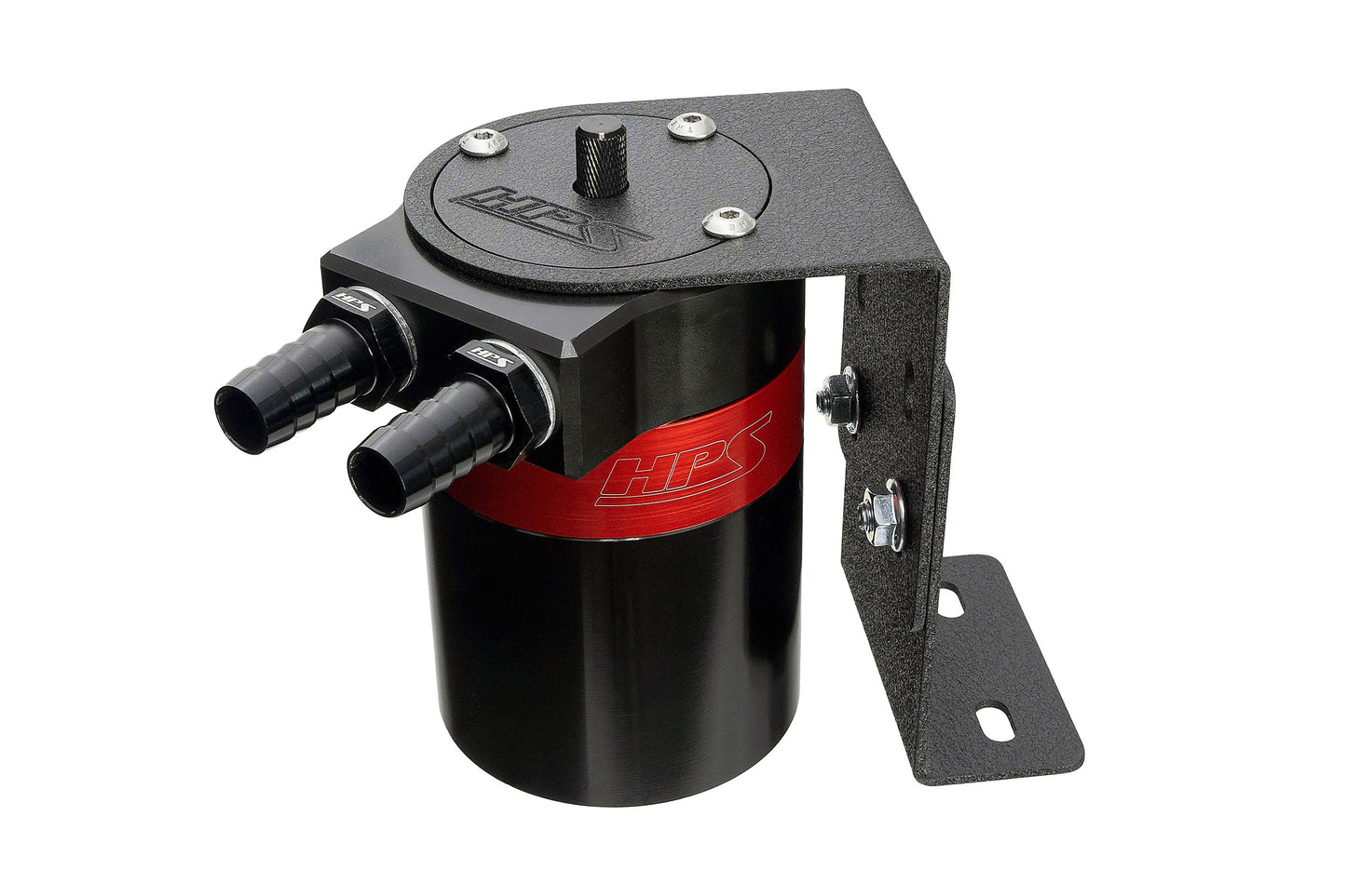 HPS Performance Aluminum Oil Catch Can Kit with 1/2 inch Barb Adapters and Rubber Hoses 861-502