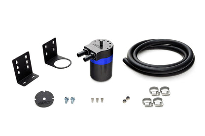 HPS Performance Aluminum Oil Catch Can Kit with 5/8" Barb Adapters and Rubber Hoses, Blue, 861-503BL