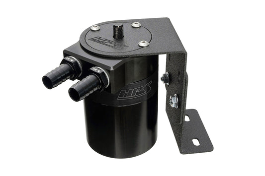 HPS Performance Aluminum Oil Catch Can Kit with 5/8 inch Barb Adapters and Rubber Hoses Black 861-503WB
