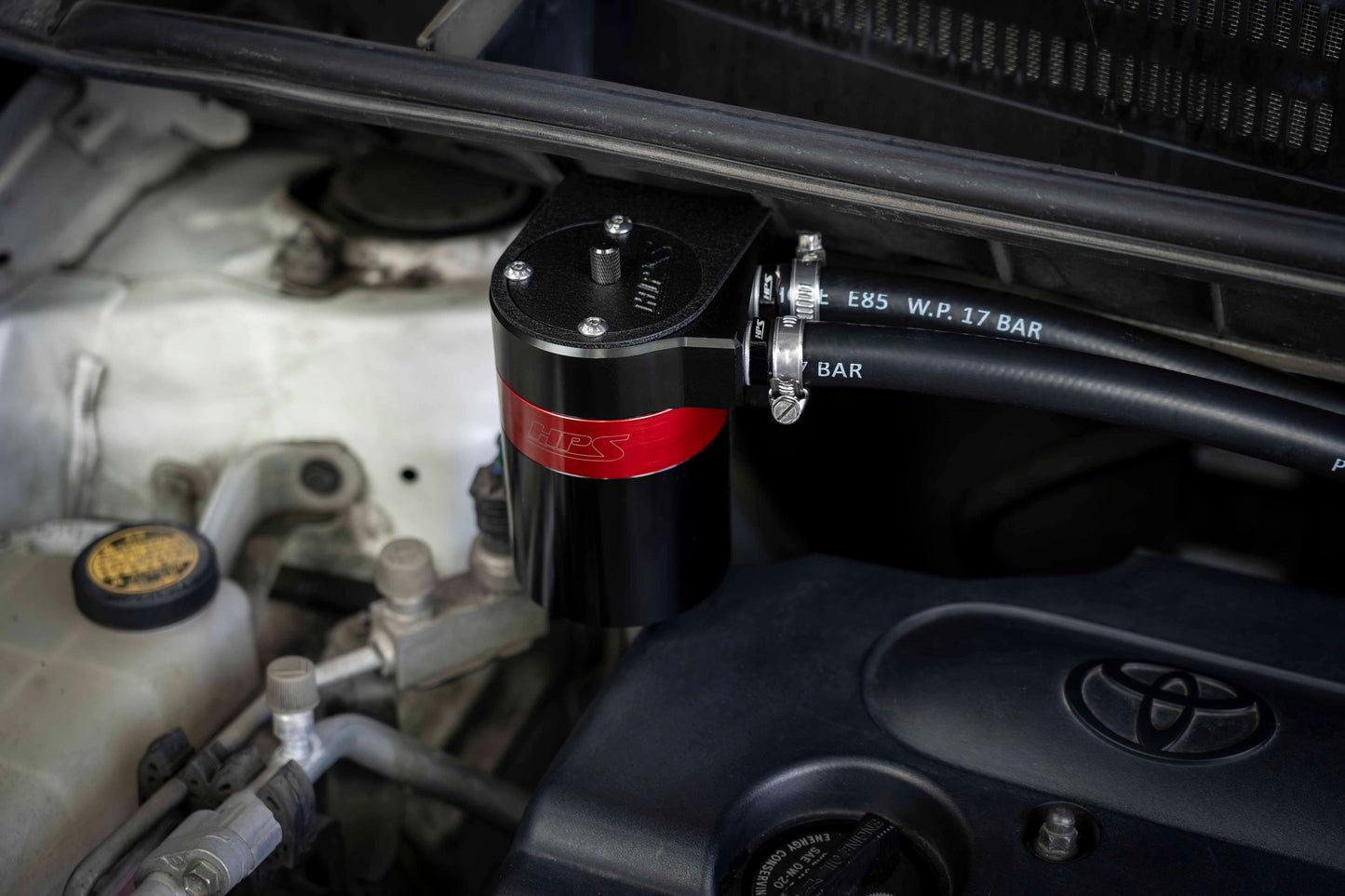 HPS Performance Aluminum Oil Catch Can Kit with 5/8" Barb Adapters and Rubber Hoses, 861-503