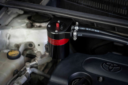 HPS Performance Aluminum Oil Catch Can Kit with 5/8" Barb Adapters and Rubber Hoses, 861-503