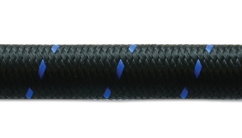 Vibrant -6 AN Two-Tone Black/Blue Nylon Braided Flex Hose (20 foot roll)