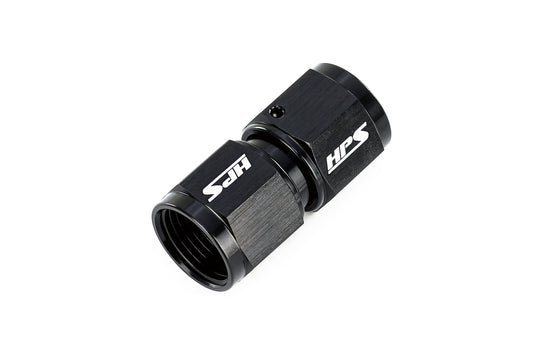 HPS Performance Straight -3 AN Female to Female Swivel Coupling Adapter, Aluminum, Black
