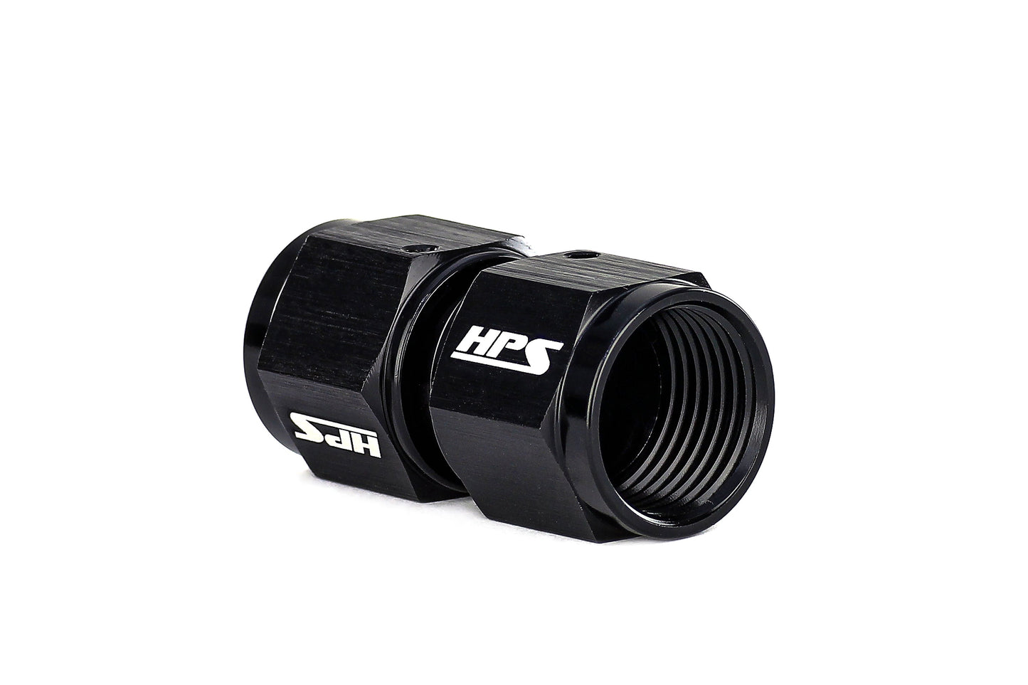HPS Performance Straight -12 AN Female to Female Swivel Coupling Adapter, Aluminum, Black