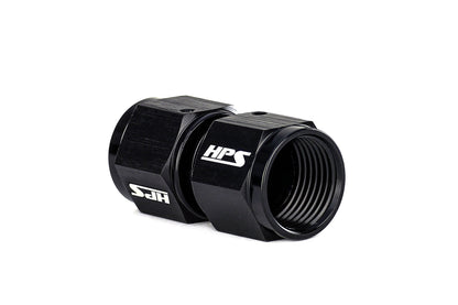 HPS Performance Straight -12 AN Female to Female Swivel Coupling Adapter, Aluminum, Black