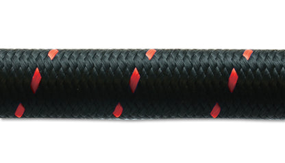 Vibrant -12 AN Two-Tone Black/Red Nylon Braided Flex Hose (5 foot roll)