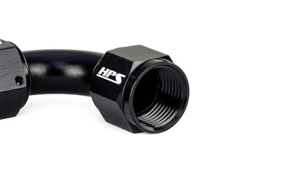 HPS Performance 90 Degree -3 AN Female to Female Swivel Coupling Adapter, Aluminum, Black