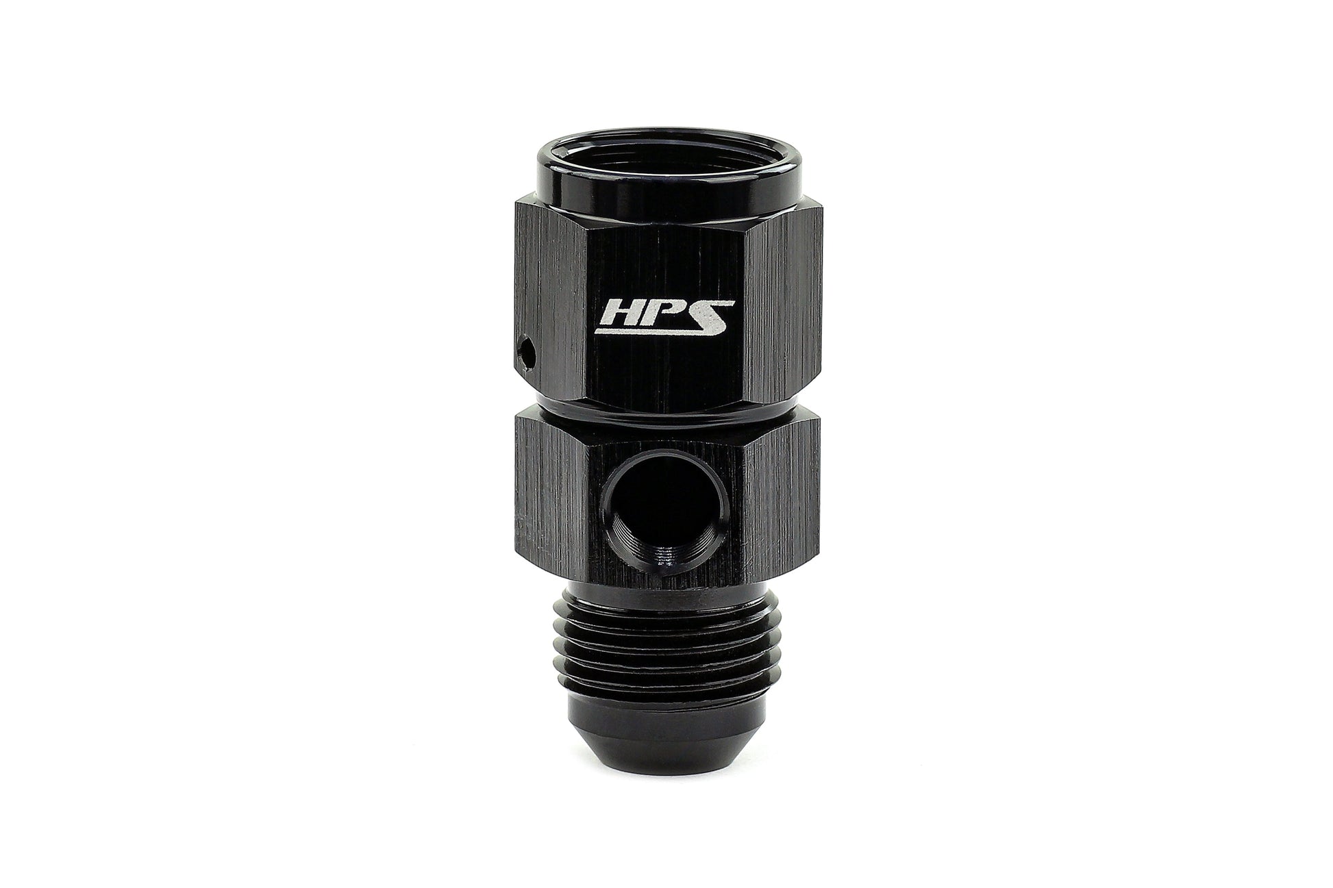 HPS Performance -10 AN Male to Female Fuel Pressure Gauge Adapter with 1/8 inch NPT Female Port Aluminum Black
