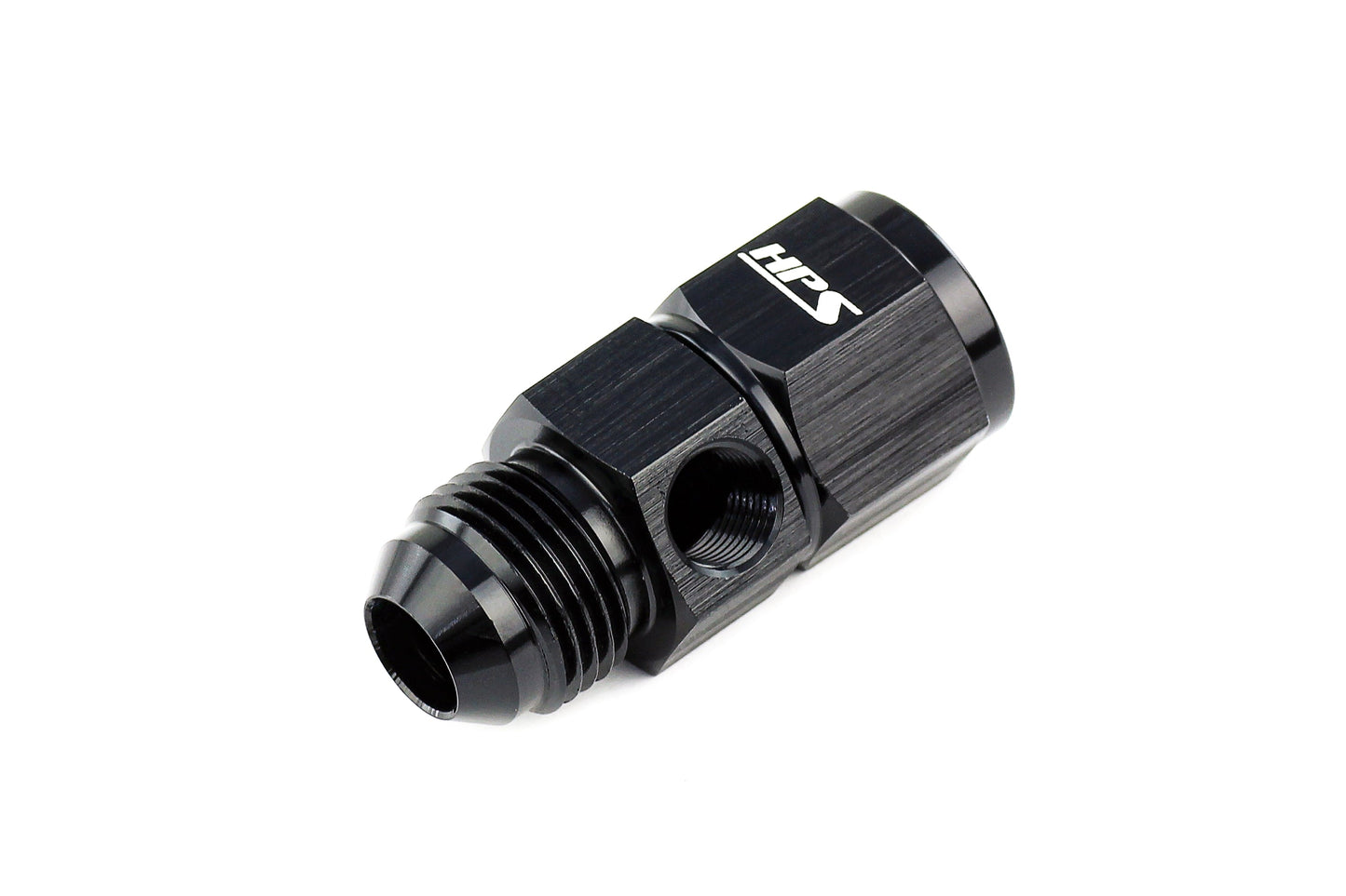 HPS Performance -10 AN Male to Female Fuel Pressure Gauge Adapter with 1/8" NPT Female Port, Aluminum, Black