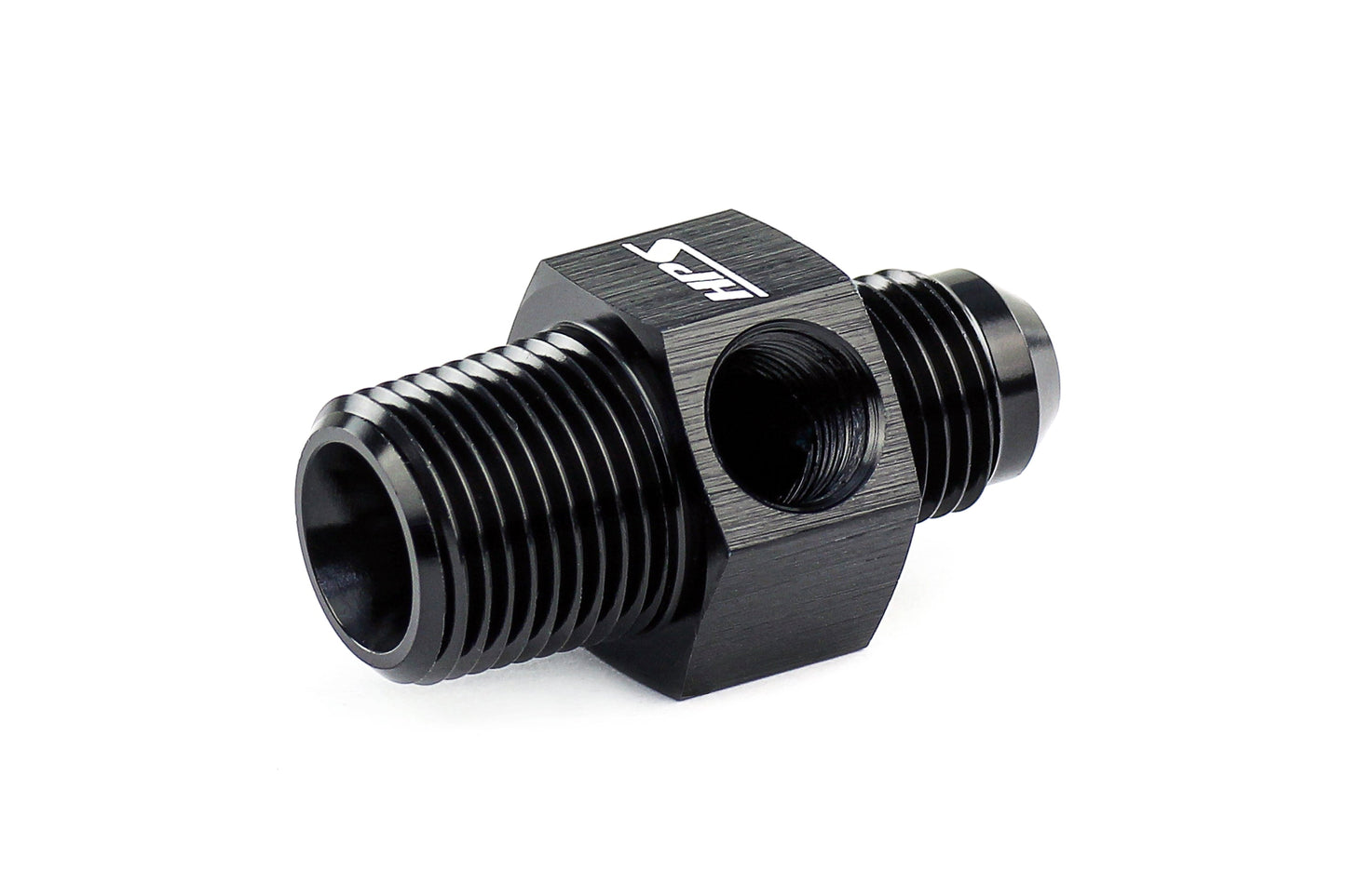 HPS Performance -6 AN Male to 1/4" NPT Male Adapter with 1/8" NPT Female Port, Aluminum, Black