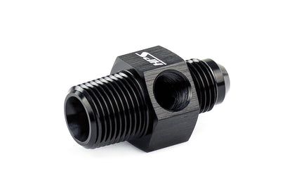 HPS Performance -6 AN Male to 1/8" NPT Male Adapter with 1/8" NPT Female Port, Aluminum, Black
