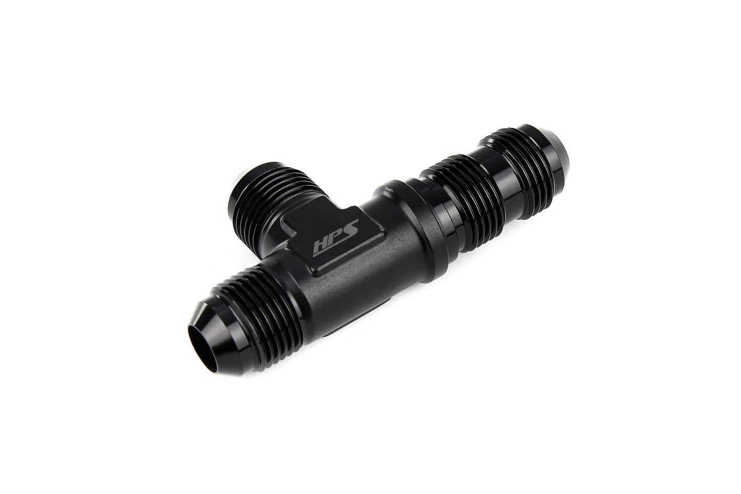 HPS Performance Tee on run -4 AN Male to Male Bulkhead Adapter Aluminum Black