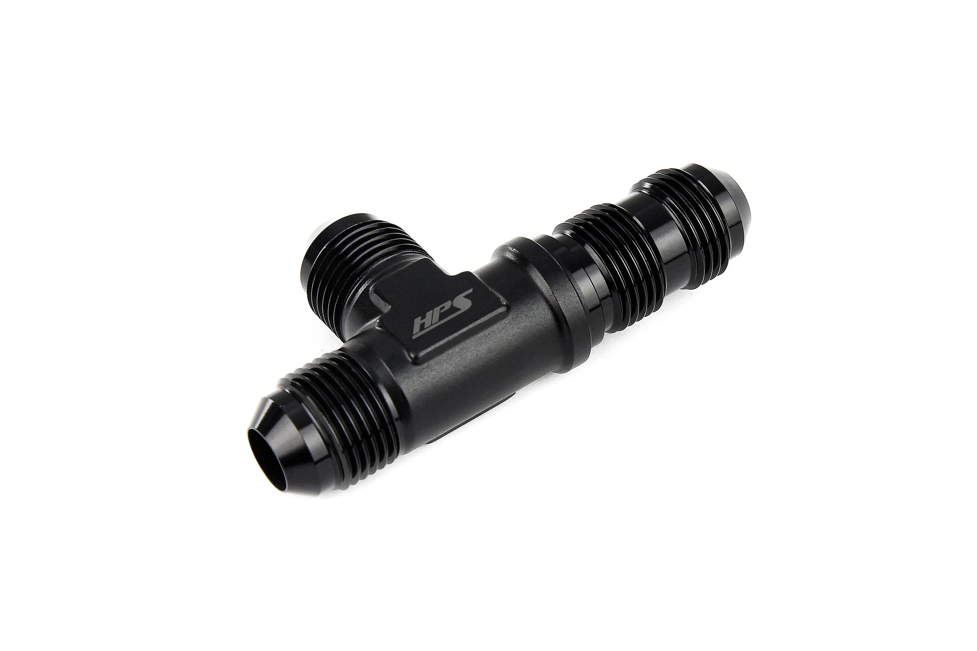 HPS Performance Tee on run -10 AN Male to Male Bulkhead Adapter Aluminum Black
