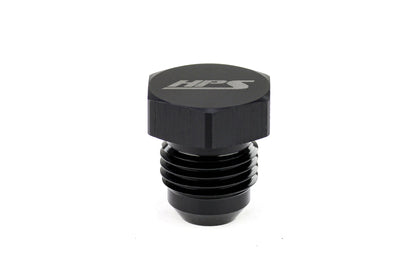 HPS Performance -4 AN Fittings Plug, AN Male 37 Degree Flare, Aluminum, Black