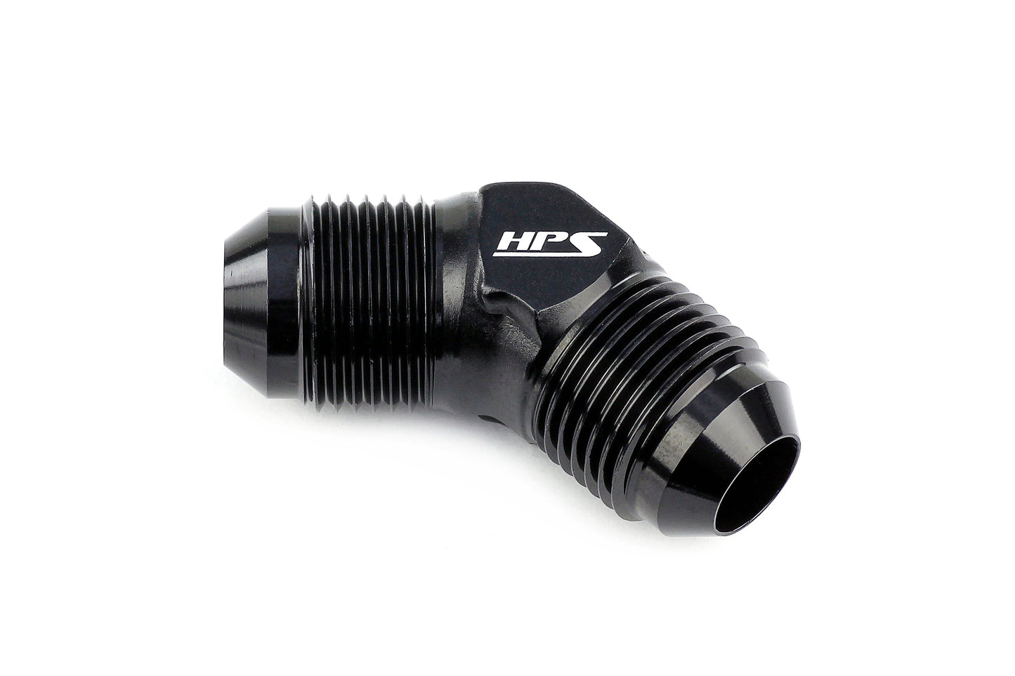 HPS Performance 45 Degree -12 AN Male to Male Union Adapter Aluminum Black