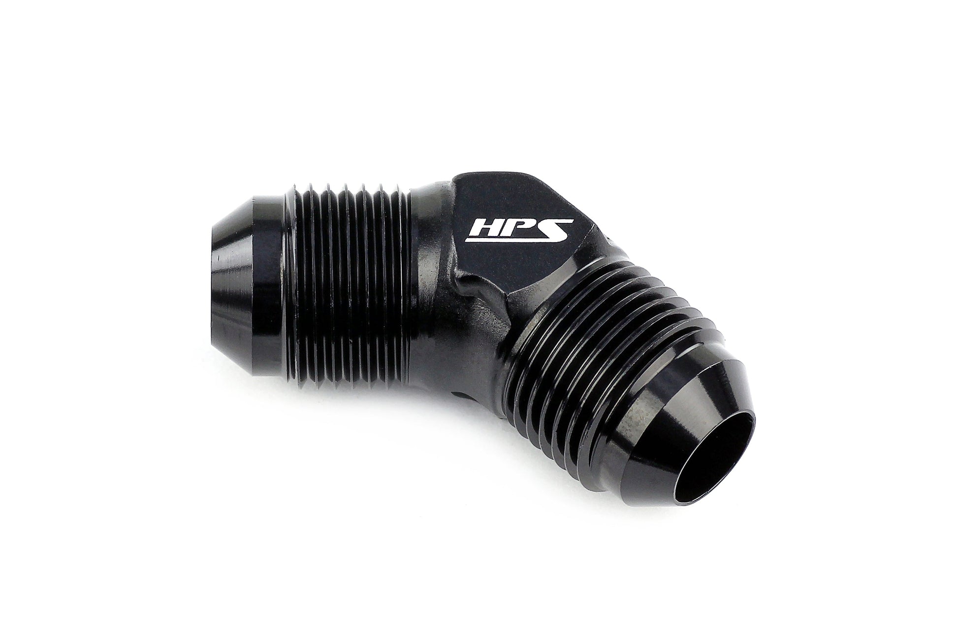 HPS Performance 45 Degree -12 AN Male to Male Union Adapter Aluminum Black